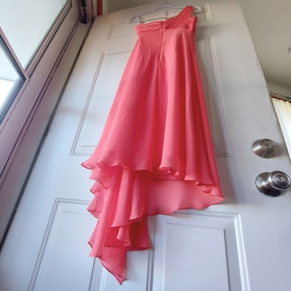 David's Bridal | Wedding | Bridesmaids | Prom Dress One Shoulder Size 4 Pink NWT - Picture 3 of 7